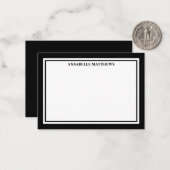 Black Border Minimalist Name Monogram Mitteilungskarte (Vorderseite/Rückseite Beispiel)