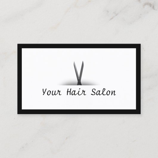 Black Border & Scissan Hair Salon Business Card Visitenkarte (Vorderseite)