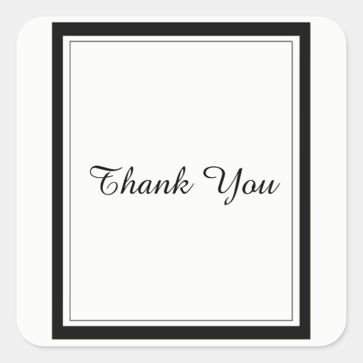 Black Border Vielen Dank Quadratischer Aufkleber (Vorderseite)
