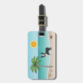 Black Boston Terrier an einem tropischen Sommerstr Gepäckanhänger (Vorderseite vertikal)