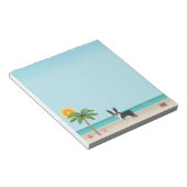 Black Boston Terrier an einem tropischen Sommerstr Notizblock (angewinkelt)