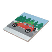 Black Boston Terrier Auto fahren Weihnachtswagen Fliese (Seite)