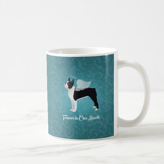 Black Boston Terrier Dog Angel Pet Memorial Kaffeetasse (Rechts)