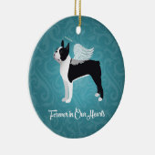 Black Boston Terrier Dog Angel Pet Memorial Keramikornament (Rechts)