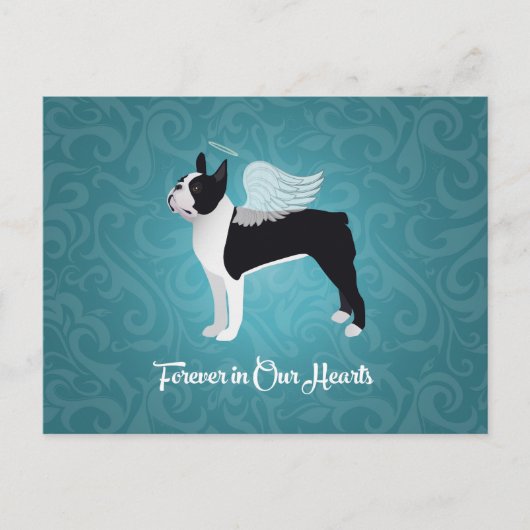 Black Boston Terrier Dog Angel Pet Memorial Postkarte (Vorderseite)