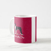 Black Boston Terrier Feliz Naughty Dog Design Kaffeetasse (Vorderseite Links)