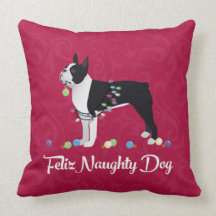 Black Boston Terrier Feliz Naughty Dog Design