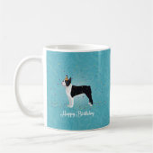 Black Boston Terrier Happy Birthday Design Kaffeetasse (Links)