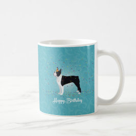 Black Boston Terrier Happy Birthday Design Kaffeetasse