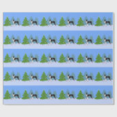 Black Boston Terrier im Weihnachtswald Geschenkpapier (Flach)