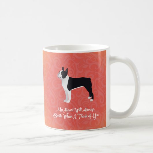 Black Boston Terrier Mein Herz wird immer lächeln Kaffeetasse (Rechts)