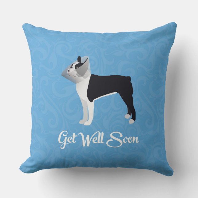 Black Boston Terrier wird bald wieder gut Funny Do Kissen (Vorderseite)