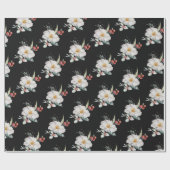 Black Botanic Holiday Wrapping Paper Geschenkpapier (Flach)