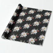 Black Botanic Holiday Wrapping Paper Geschenkpapier (Ungerollt)