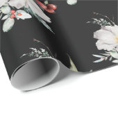 Black Botanic Holiday Wrapping Paper Geschenkpapier (Rolleneckpunkt)