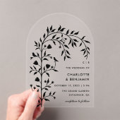 Black Botanical Bird Arch Wedding Acryleinladungen (Insitu (Handheld))