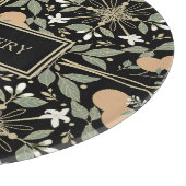 Black Botanical Orange Blossoms Pattern Schneidebrett (Ecke)