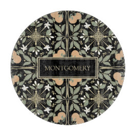 Black Botanical Orange Blossoms Pattern Schneidebrett