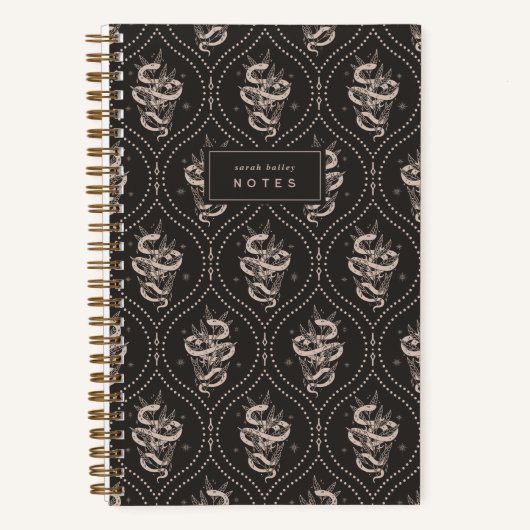 Black | Botanical Snake Personalized Notizblock (Vorderseite)