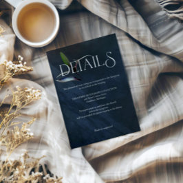 Black Botanical Wedding Details Card Moody Begleitkarte