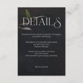 Black Botanical Wedding Details Card Moody Begleitkarte (Vorderseite)