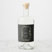 Black Botanicals Gold Moderner Eukalyptus Gin Oval Alkoholflaschenetikett (Vorderseite)