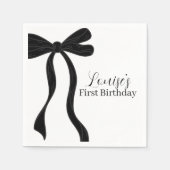 Black Bow 1st Birthday First Birthday Party Serviette (Vorderseite)