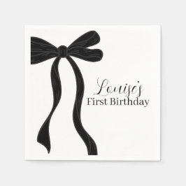 Black Bow 1st Birthday First Birthday Party Serviette