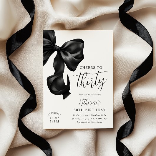 Black Bow 30. Geburtstag Einladung
