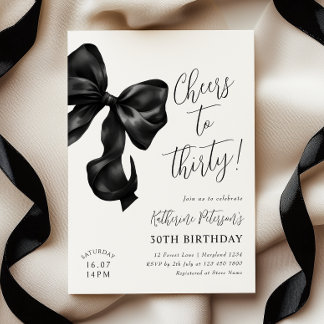 Black Bow 30. Geburtstag Einladung