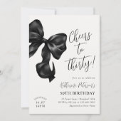 Black Bow 30. Geburtstag Einladung (Vorderseite)
