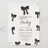 Black Bow 30. Geburtstagsfeier Party Einladung (Vorderseite)