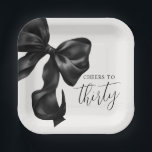 Black Bow 30th 40th 50th Birthday  Pappteller<br><div class="desc">Coquette Black Bow 30th Birthday Paper Plates. Use for any age!</div>