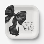 Black Bow 30th 40th 50th Birthday  Pappteller (Vorderseite)