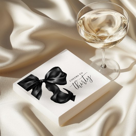 Black Bow 30th 40th 50th Birthday  Serviette