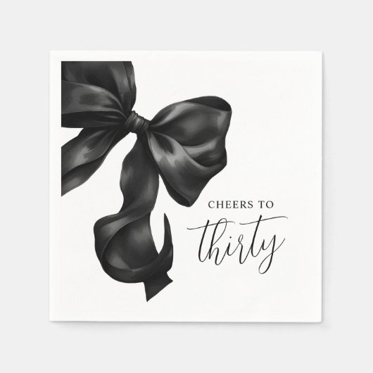Black Bow 30th 40th 50th Birthday Serviette (Vorderseite)