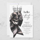  Black Bow 30th Birthday Party Einladung (Vorderseite)