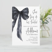 black bow 30th Birthday Party Invitation Einladung (Stehend Vorderseite)