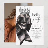 Black Bow 40th Birthday Einladung (Vorne/Hinten)