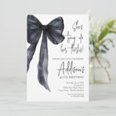 black bow 40th Birthday Party Invitation Einladung (Stehend Vorderseite)