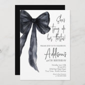 black bow 40th Birthday Party Invitation Einladung (Vorne/Hinten)