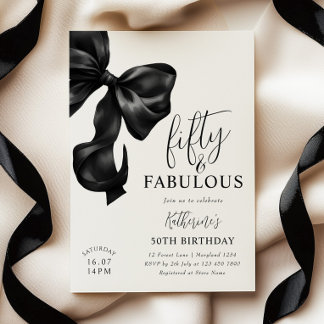 Black Bow 50. Geburtstag Einladung