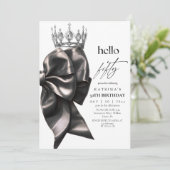 Black Bow 50th Birthday Einladung (Stehend Vorderseite)