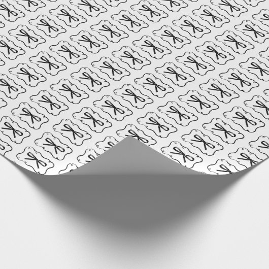 Black Bow and Curly Ribbon Frame Chic Whimsical Geschenkpapier (Ecke)