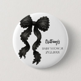 Black Bow Baby Dusche Button