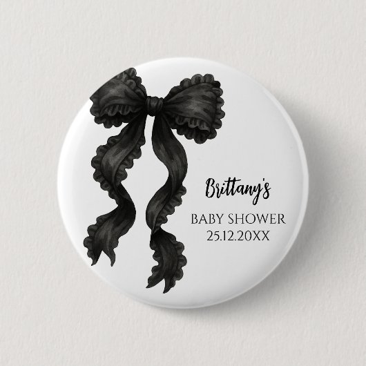 Black Bow Baby Dusche Button (Vorderseite)