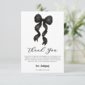 Black Bow Baby Dusche Coquette Bow Dankeskarte (Stehend Vorderseite)