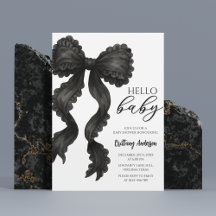 Black Bow Baby Dusche Coquette Ribbon Einladung