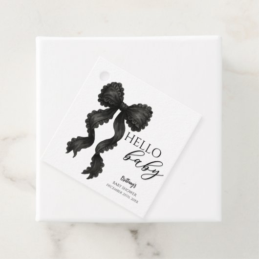 Black Bow Baby Dusche Coquette Ribbon Geschenkanhänger (Beispiel)