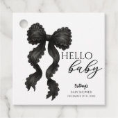Black Bow Baby Dusche Coquette Ribbon Geschenkanhänger (Vorderseite)